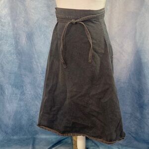 Vintage Xtrovert 80s 90s Grunge Denim Wrap Skirt Naturally Faded Black Grey
